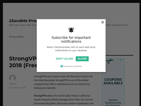 StrongVPN at 23promocodes.com